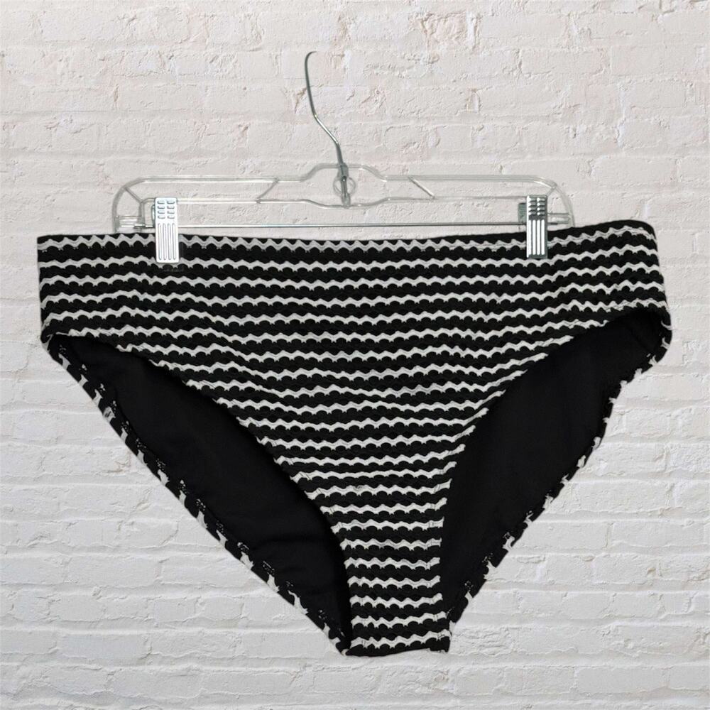 Time and Tru Women’s Mid‎ Rise Bikini Bottom Size 16W 18W Black White NWT